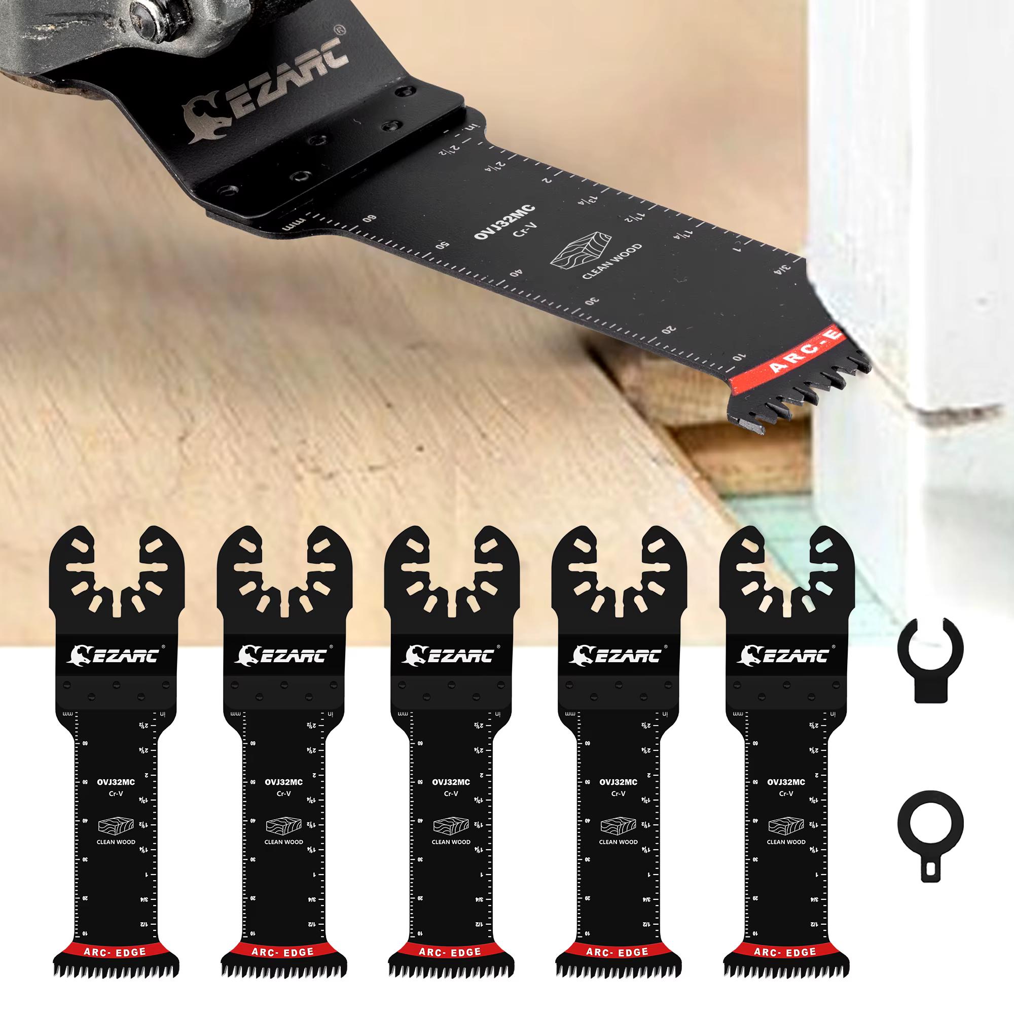 Lames multi-outils Extra-longues à bord d'arc, 5 pièces, coupe propre pour le bois et le plastique, 