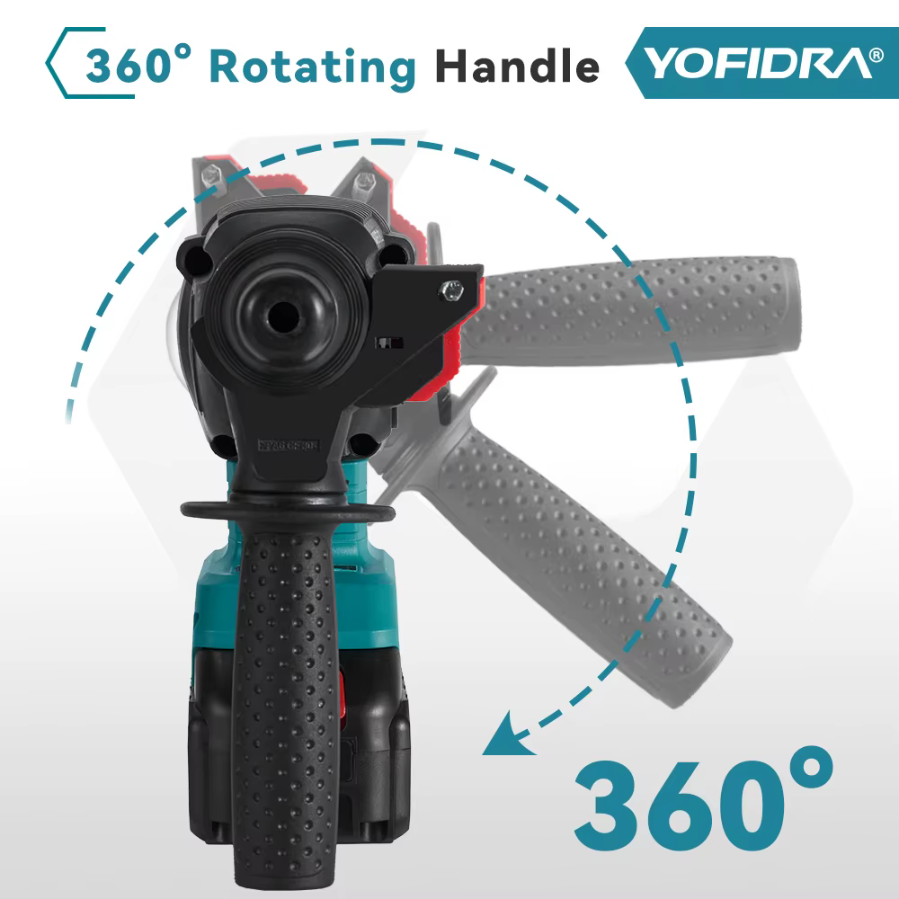 YOFIDRA 26mm marteau rotatif électrique sans brosse sans fil multifonctionnel marteau à percussion p