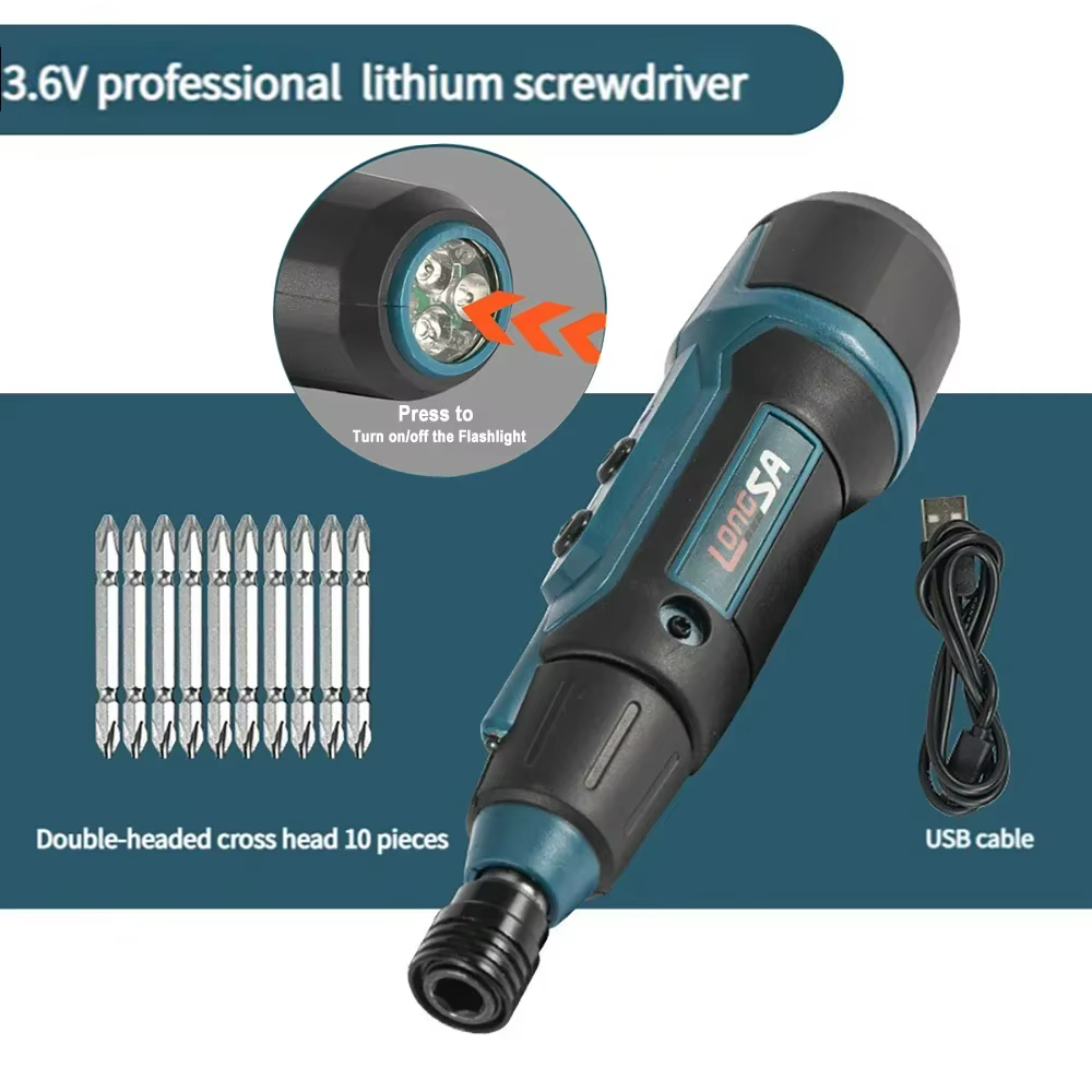 Tournevis électrique 2Nm 3.6V 200r/min, petit tournevis sans fil, perceuse, jeu de tournevis, tourne