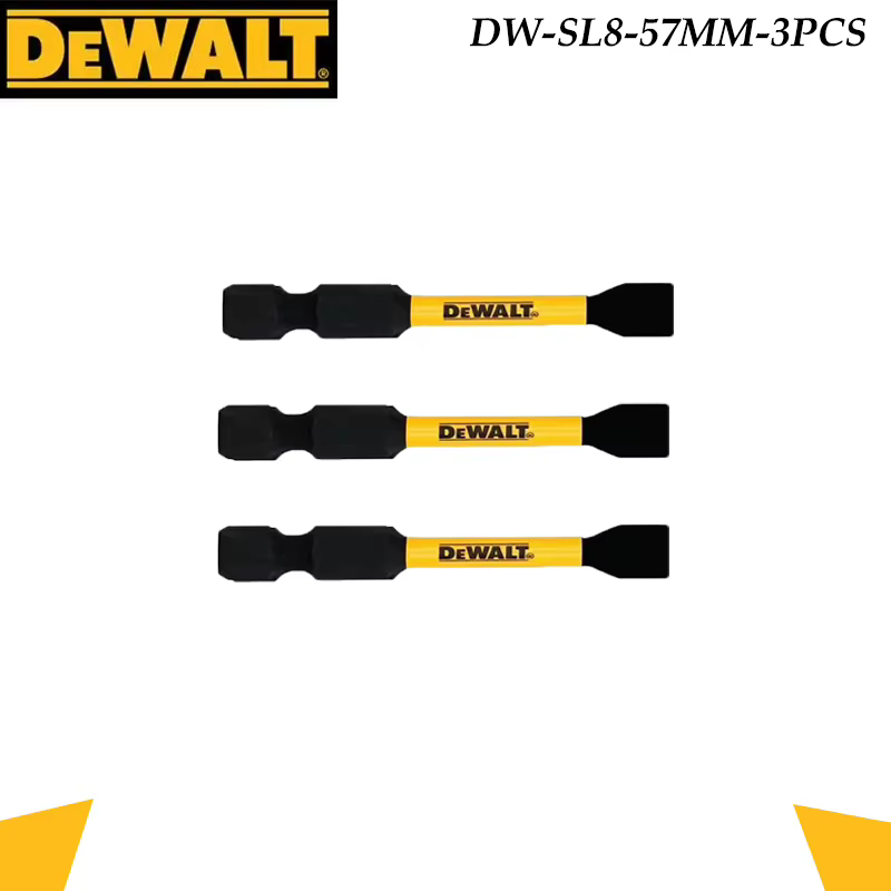 Embouts de tournevis à chocs DEWALT DW-SL8-57MM, lot de 3/5 embouts SL8 57mm à tête plate fendue à t