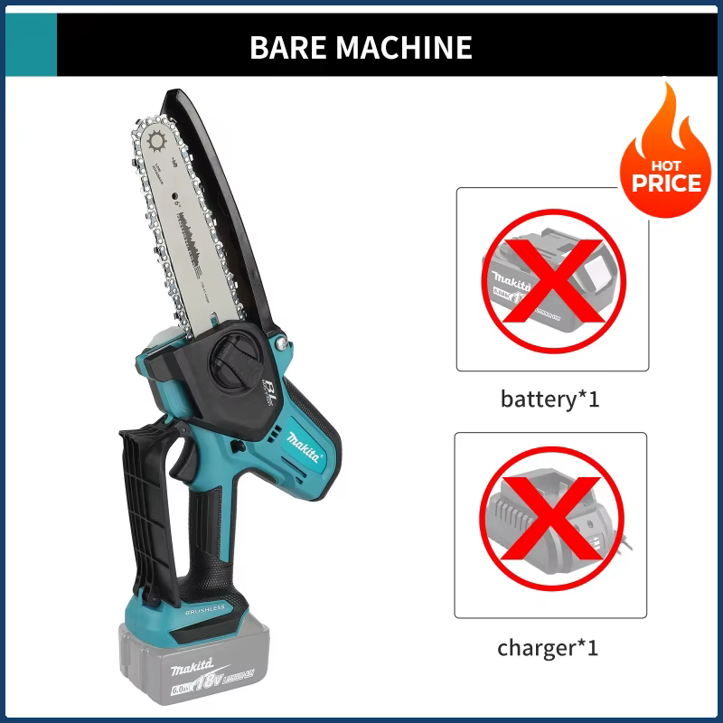 Scie à chaîne électrique Makita de 6 pouces, scie portative à main, scie à bois, outil de jardinage,