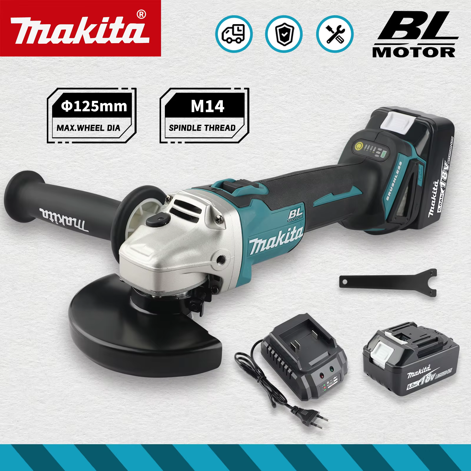 Makita DGA506 18V 125mm meuleuse d'angle de charge Machine de polissage électrique Machine de meulag