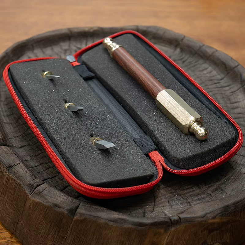 Kit d'outils de sculpture sur bois et pierre de haute qualité avec sac, stylo de gravure, couteau à 