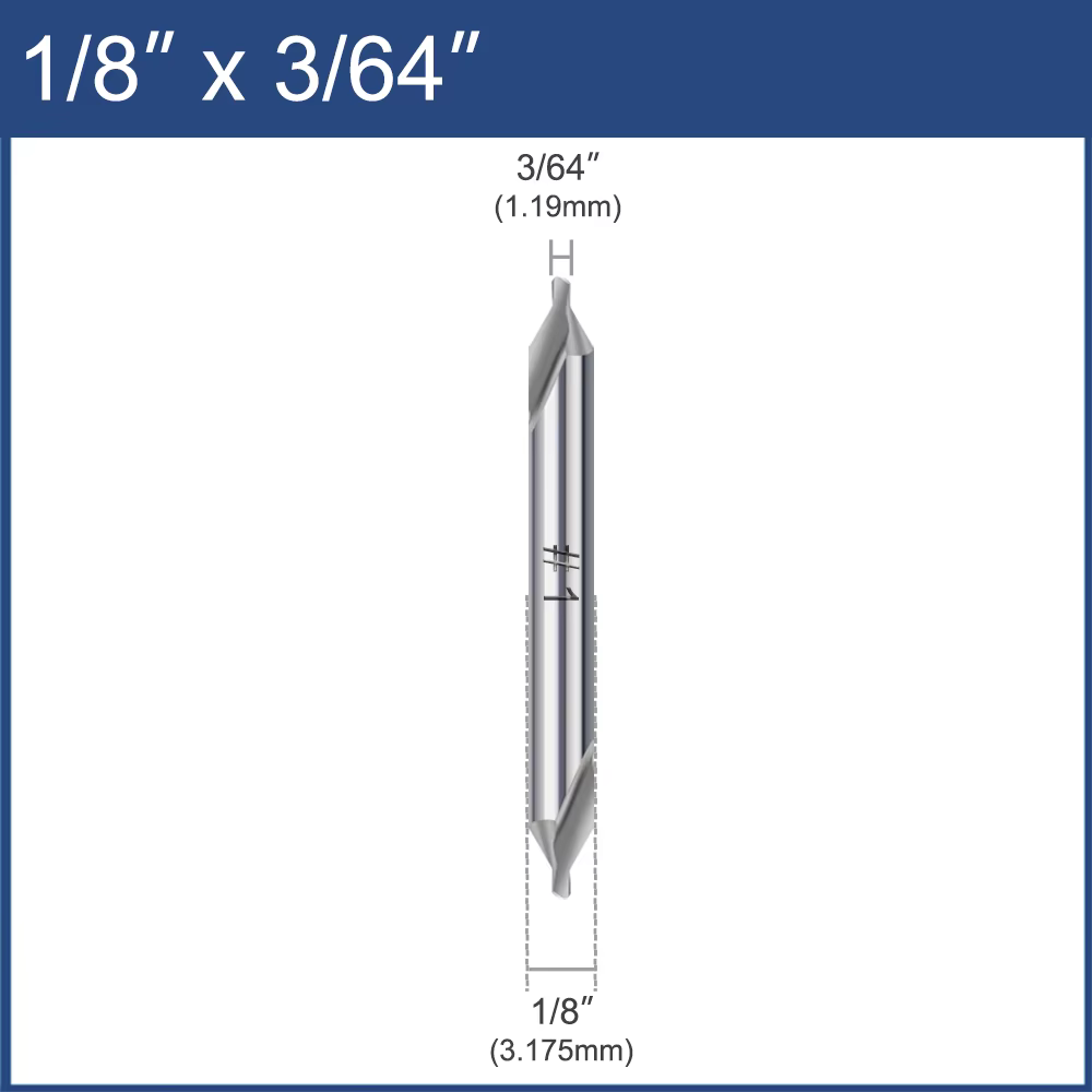 CMCP 1/5 pièces forets centraux HSS 3/64 ''-5/32'' Kit de forets centraux d'angle de 60 degrés outil