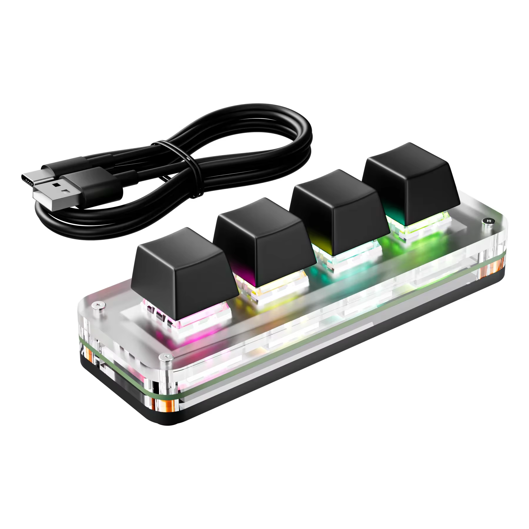 Clavier mécanique USB, bouton de programmation personnalisé, 4 touches, Mini clavier d'échange à cha
