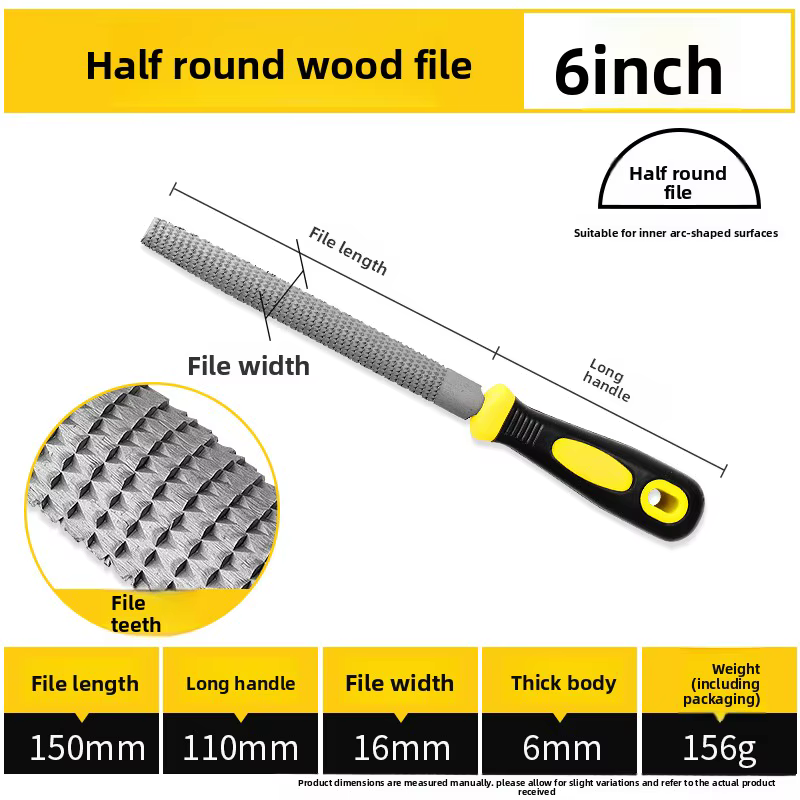Lime à bois à dents grossières, outil de ponçage spécial pour le bois, lime plate semi-circulaire, c