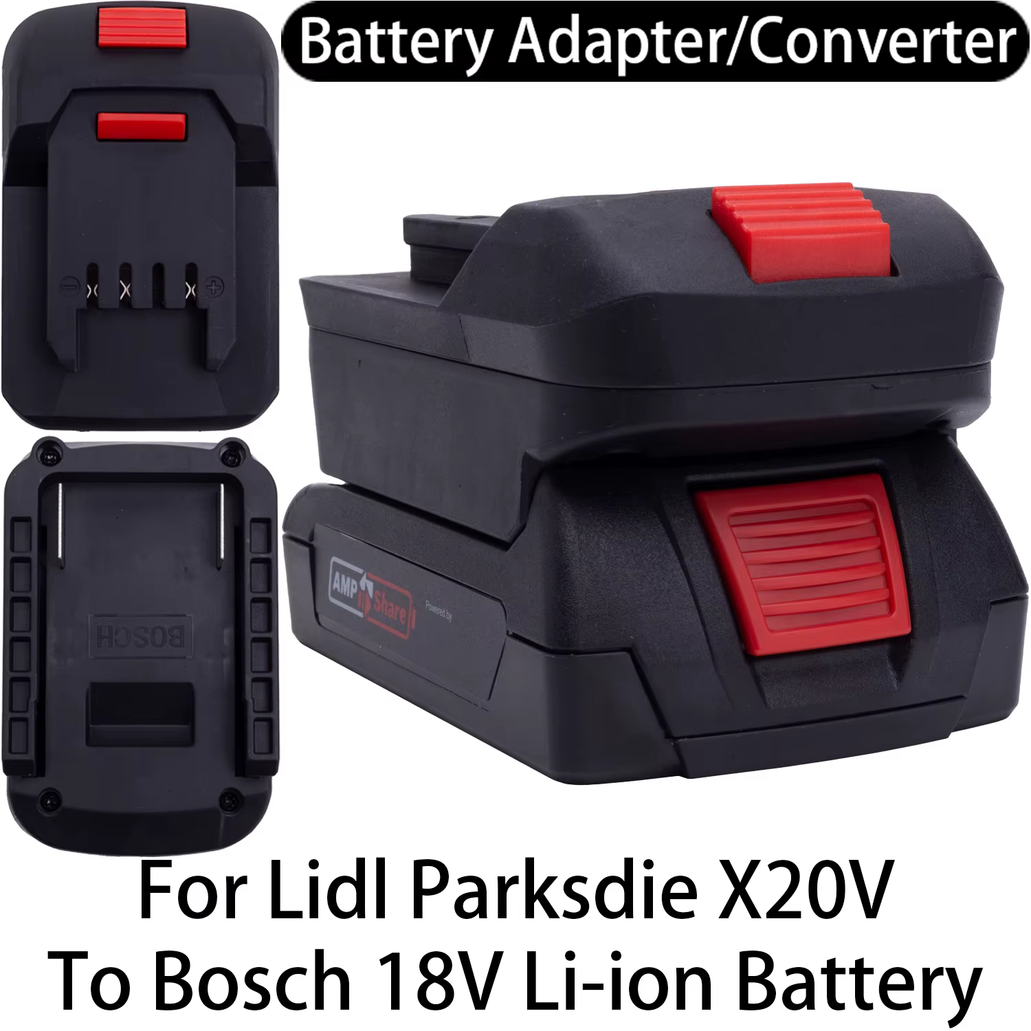 Adaptateur convertisseur pour outils Lidl Parkside X20V Li-ion vers batterie Bosch 18 V Li-ion, acce