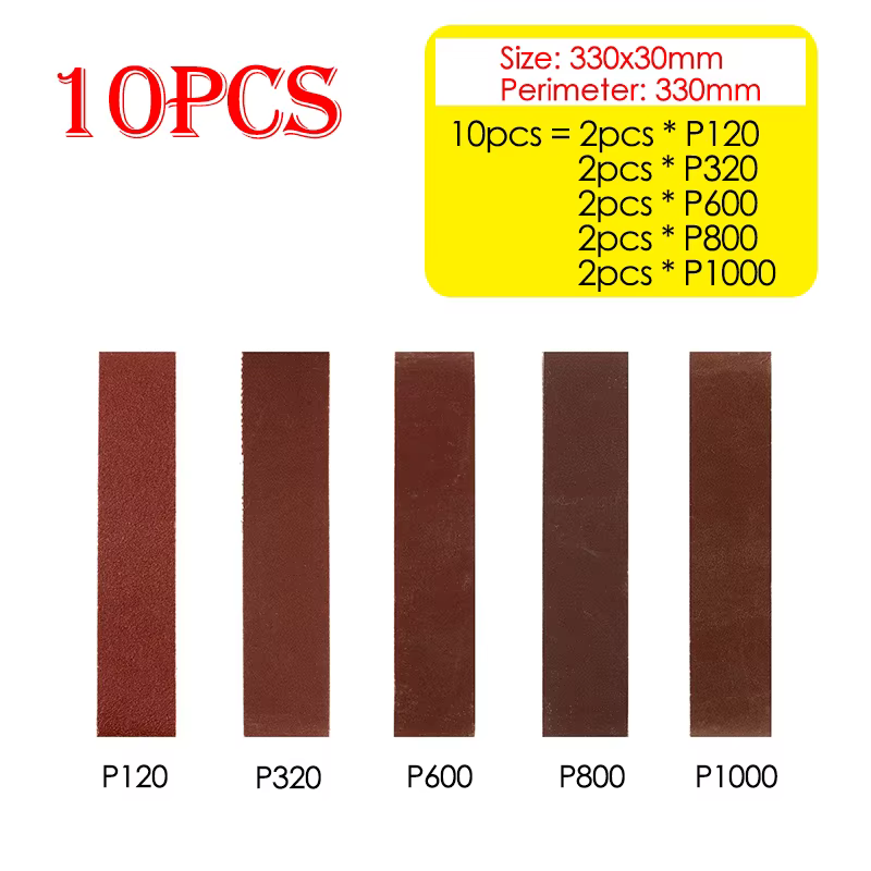 10/20/50 pièces courroies abrasives pour Mini Machine à bande électrique 330x30mm P120/320/600/800/1