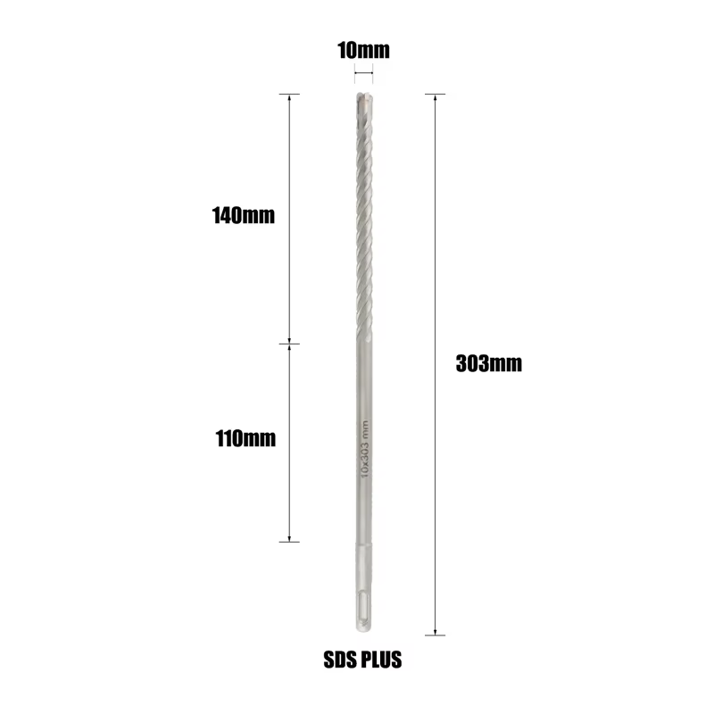 Foret pour béton armé SDS-Plus à tête de lame en alliage dur taille 10-40mm, outil de perçage et cou