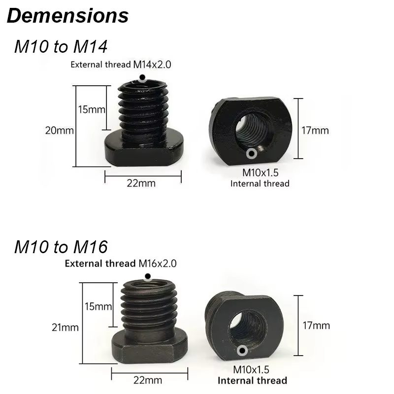 Adaptateur de meuleuse d'angle M10 M14 M16, fixation filetée, broche de broche, Conversion d'arbre f