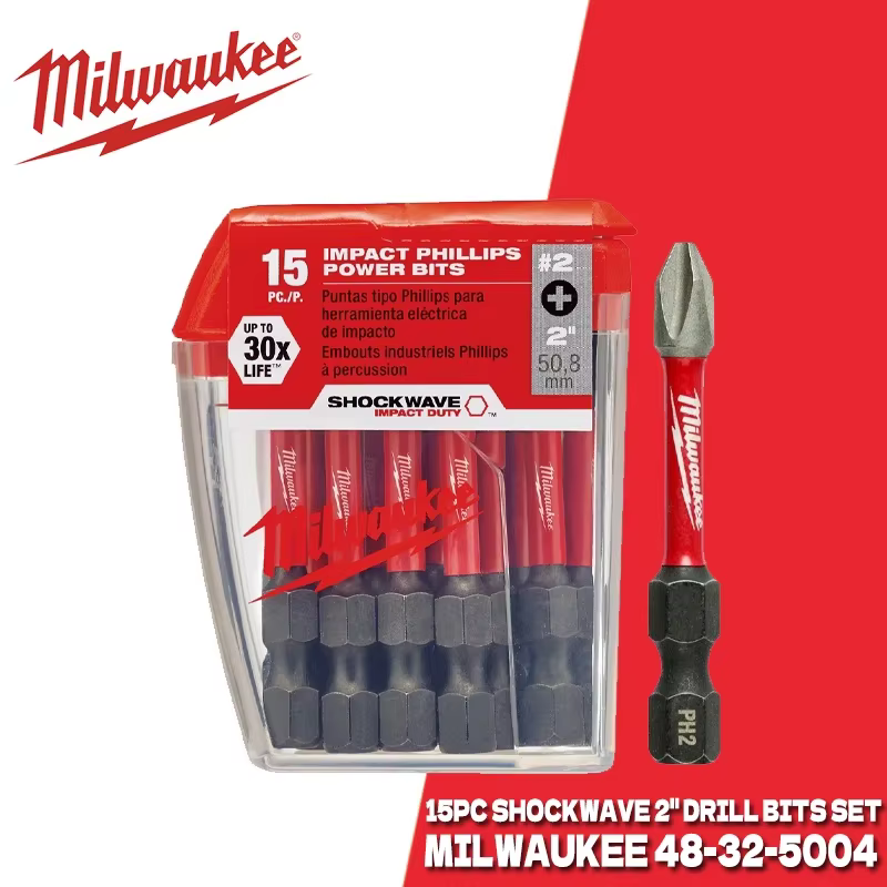 MILWAUKEE Shockwave 2 "ensemble d'embouts de tournevis 15 pièces HSS robuste résistant à l'usure acc