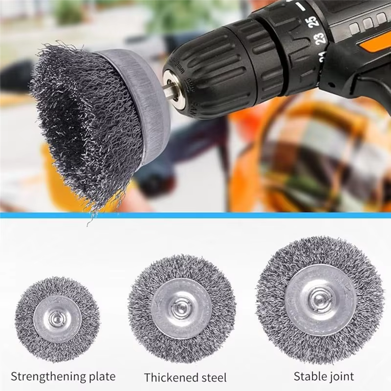 Brosse métallique pour perceuse BSEVB-10 pièces, tige hexagonale de 1/4 de pouce, foret pour nettoye
