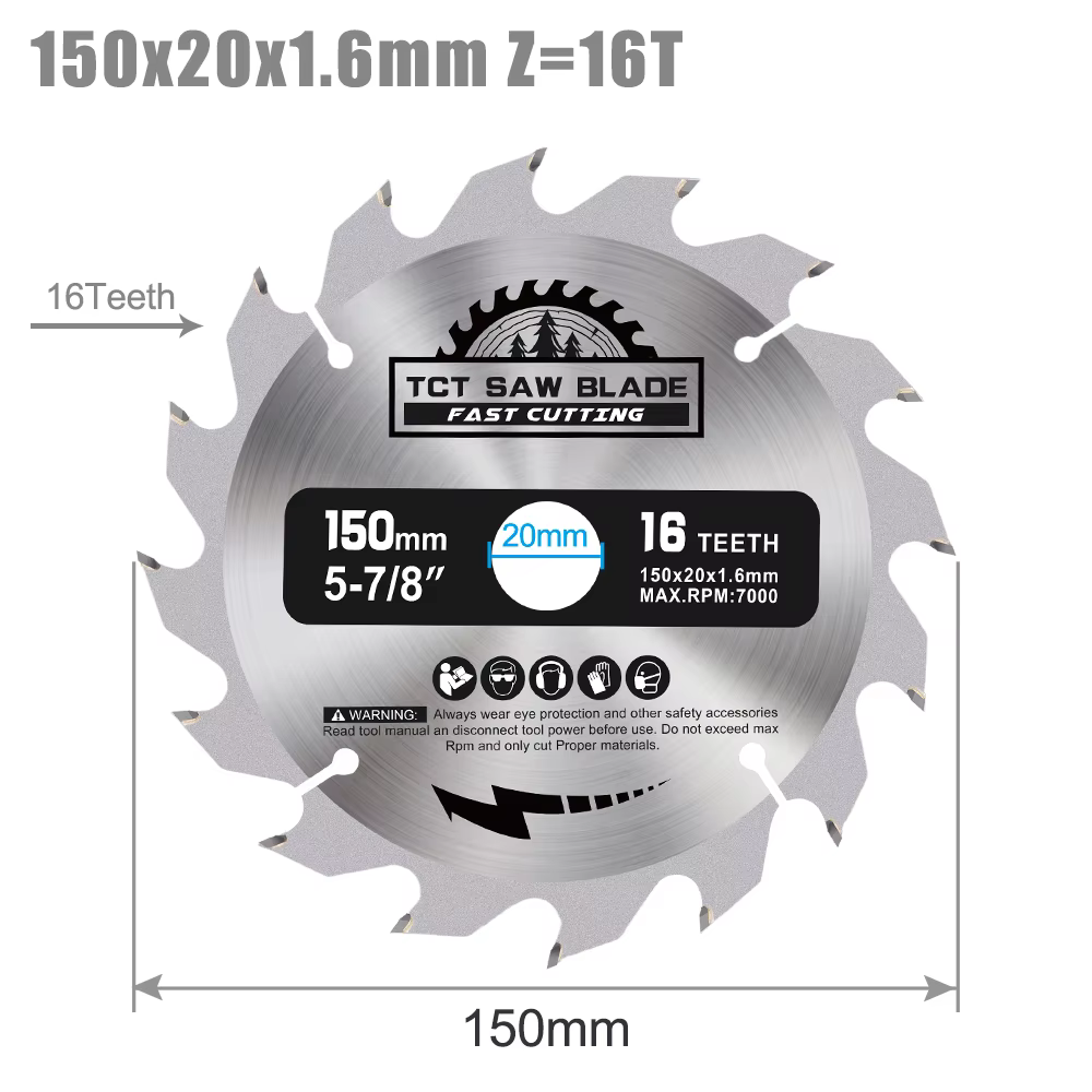 Lame de scie circulaire TCT XCAN 1PC 150mm 16/24/30T, lame de scie en carbure, alésage 20mm, disque 