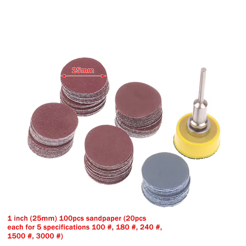 60/100 pièces 1/2 pouces Kit de ponçage 100-3000 grains papiers de verre tampons de ponçage Kit pour
