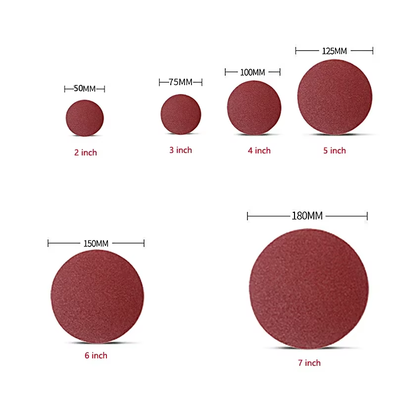 10/20/50 pièces disques abrasifs 2/3/4/5/6/7 pouces crochet et boucle 40-2000 grains papier de verre