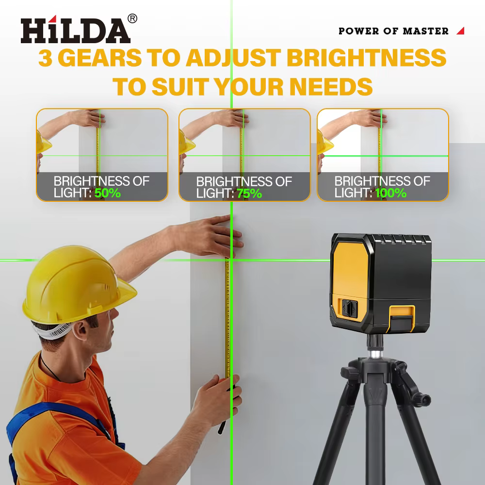 HILDA niveau Laser vert 2 lignes lignes transversales auto-nivelantes, chargement USB de taille Mini