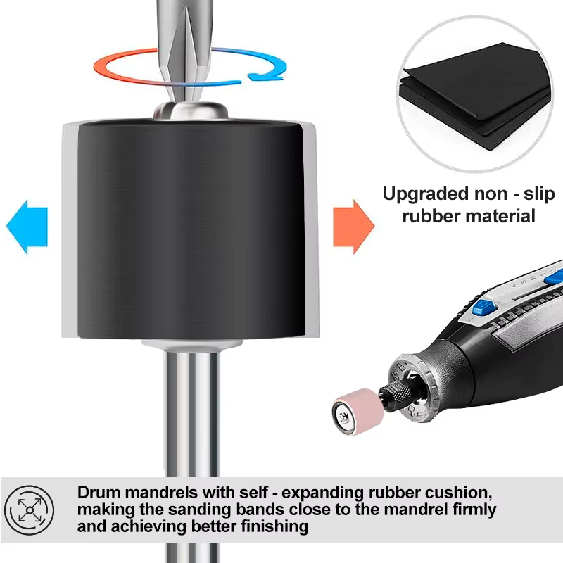 XCAN 6 pièces mandrins à tambour en caoutchouc tige de 1/8 pouces pour accessoires Dremel outils rot