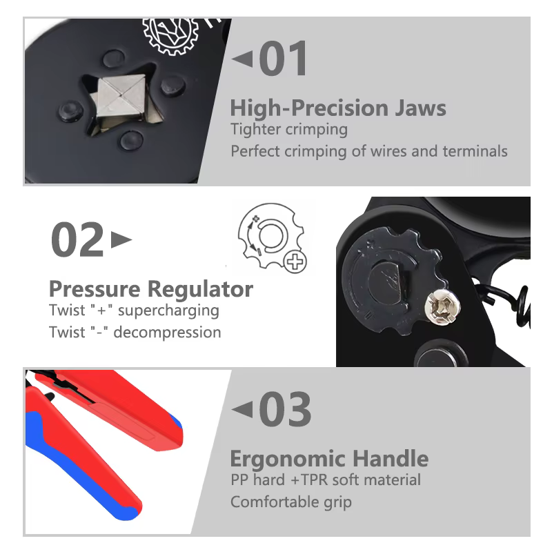 Outil de sertissage HSC8 6-4 0.25-10mm pour bornes tubulaires de virole 2 23-7AWG jeu de pinces à se