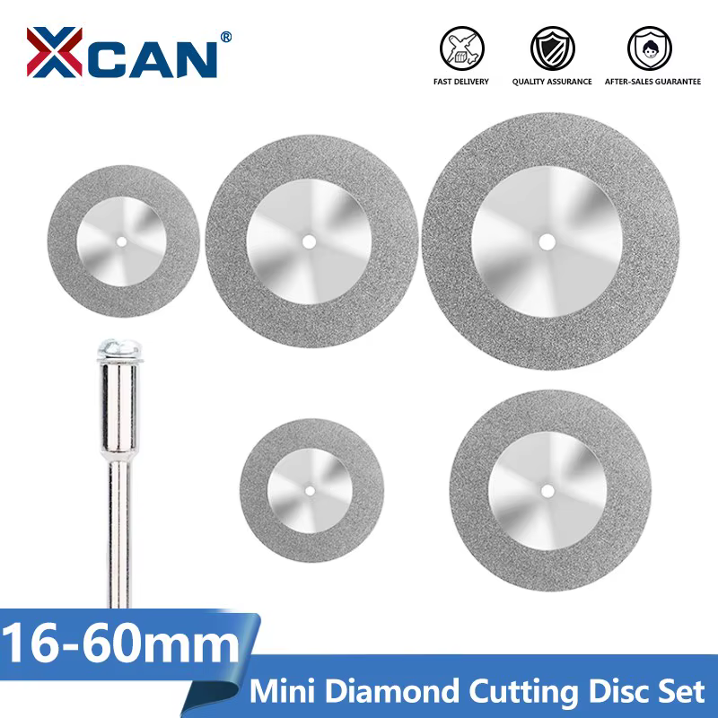 XCAN Mini lame de scie diamantée 16-60mm disque de coupe diamant avec mandrin pour outils rotatifs D
