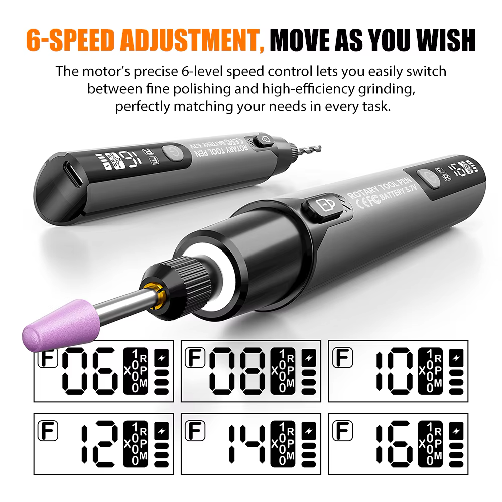 Mini perceuse électrique numérique 16000 tr/min, outil rotatif sans fil avec lumière LED, stylo de g