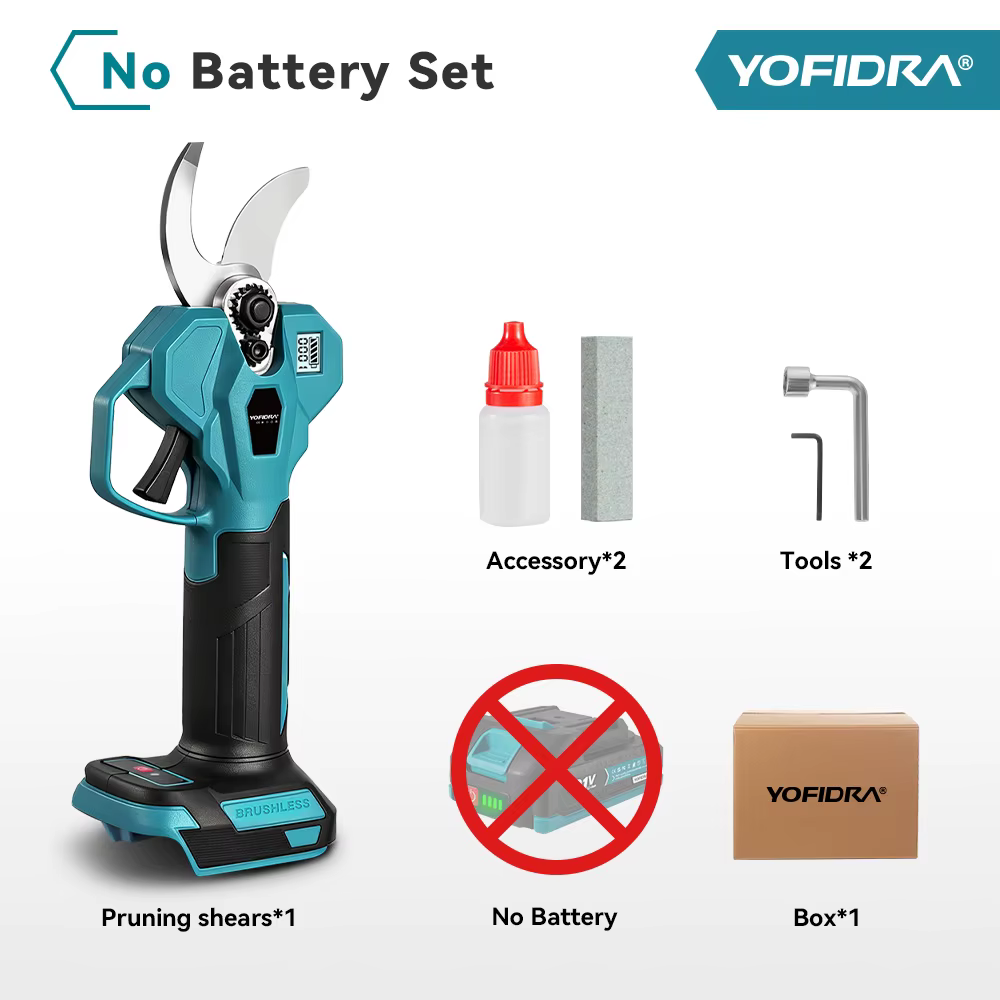 Sécateur électrique sans fil YOFIDRA 32 mm, 2 vitesses, ciseaux électriques pour branches, outil de 