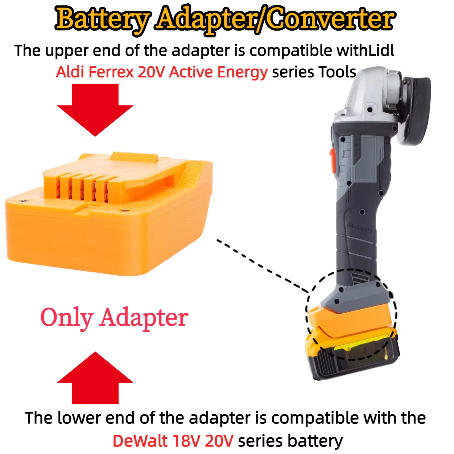 Adaptateur/convertisseur lithium-ion pour batterie DeWalt 18V 20V Li-ion vers outils de perçage sans