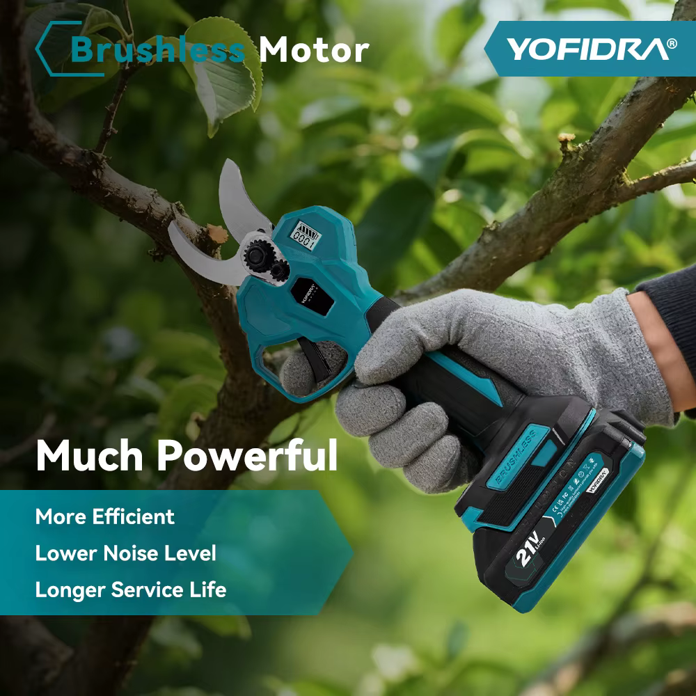 YOFIDRA 32mm cisaille électrique sans brosse 2 vitesses ciseaux sans fil Branches d'arbres outils de