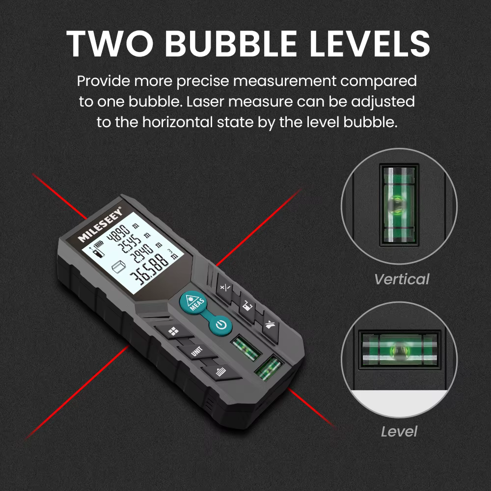 MILESEEY-Distancemètre laser, ruban à mesurer Trena laser de haute qualité 40M 60M 80M 100M 120M