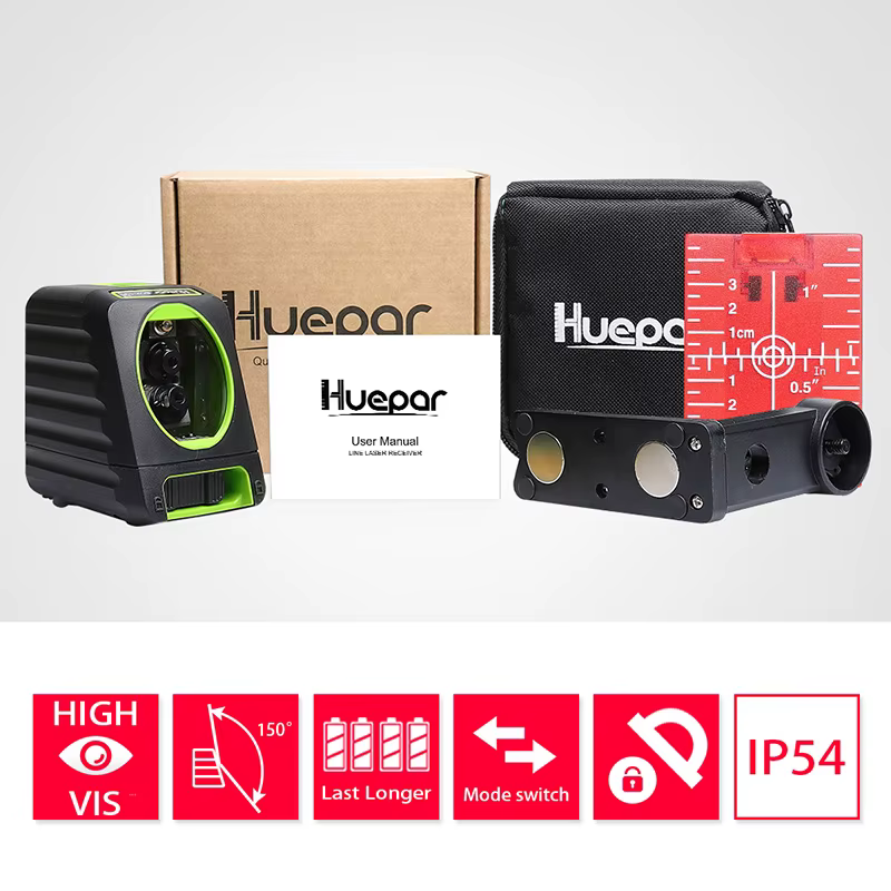 Lasers Verticaux et Horizontaux Autonivelants Huepar Laser à Ligne Croisée à Faisceau Rouge Vert Niv