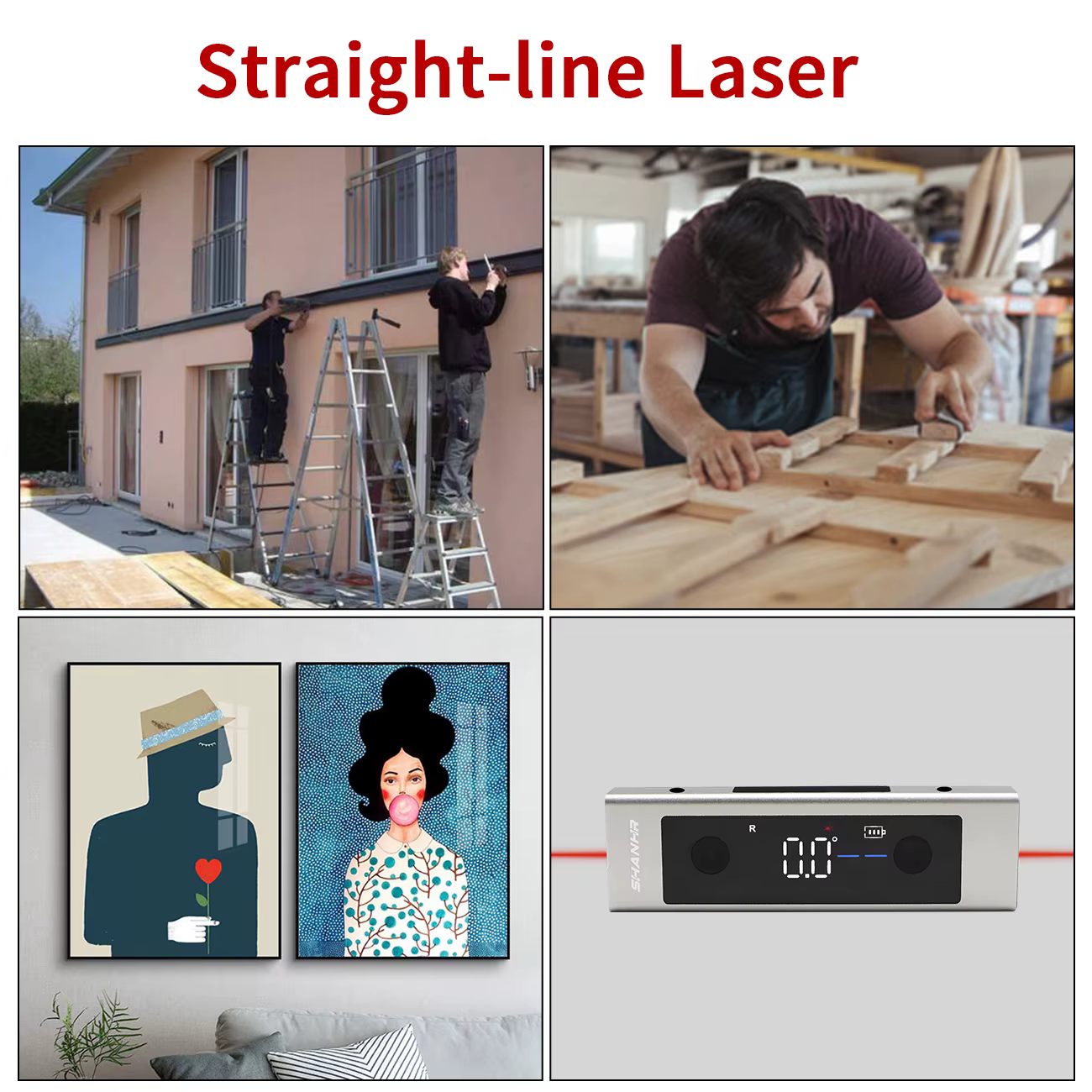 Niveau laser 2 en 1 SHANHR, règle de niveau laser de type C, règle d'angle à double laser, rapporteu