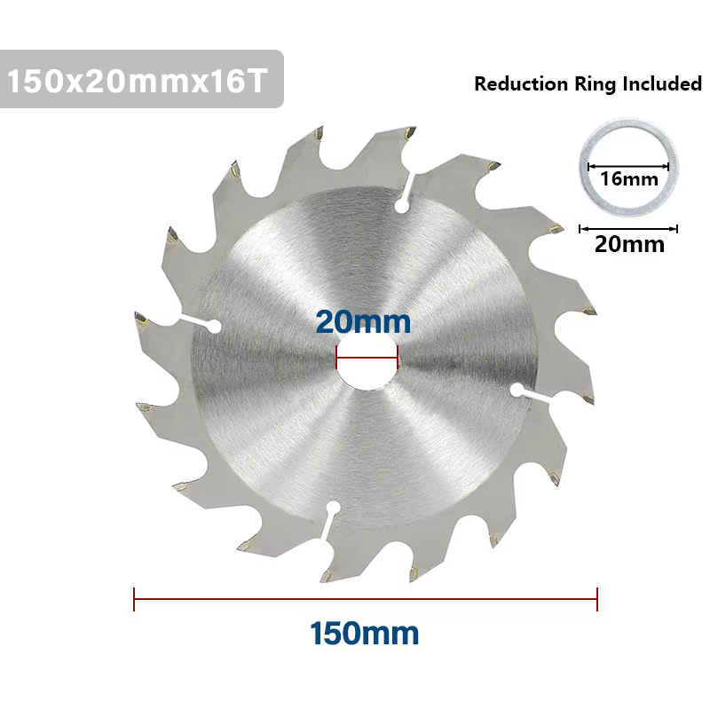 XCAN lame de scie à bois diamètre 150mm 16 24 30 dents disque de scie TCT disque de coupe à pointe e