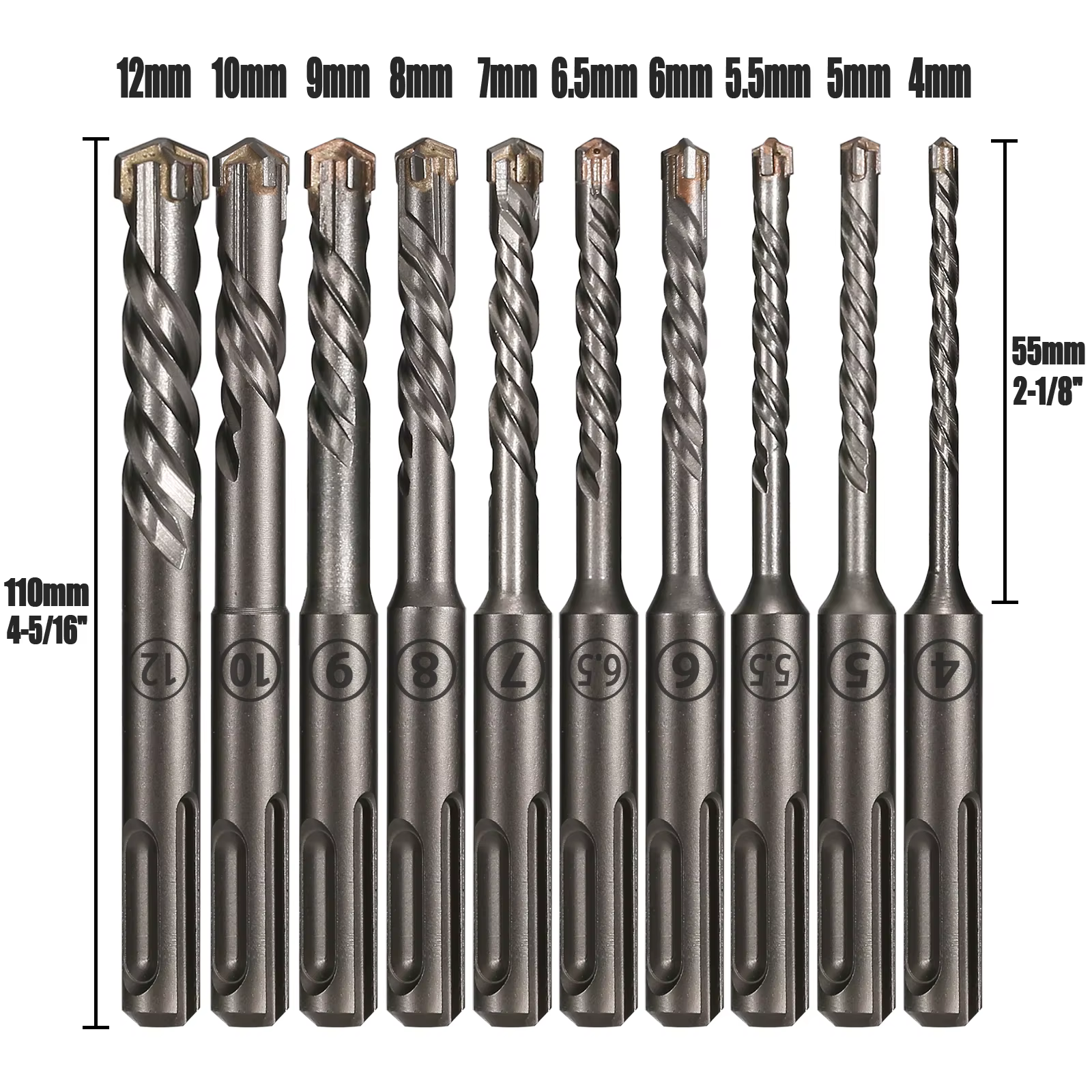 Tête de coupe transversale pour béton SDS Plus, 4-12mm, marteau à double tarière, bloc de brique mur
