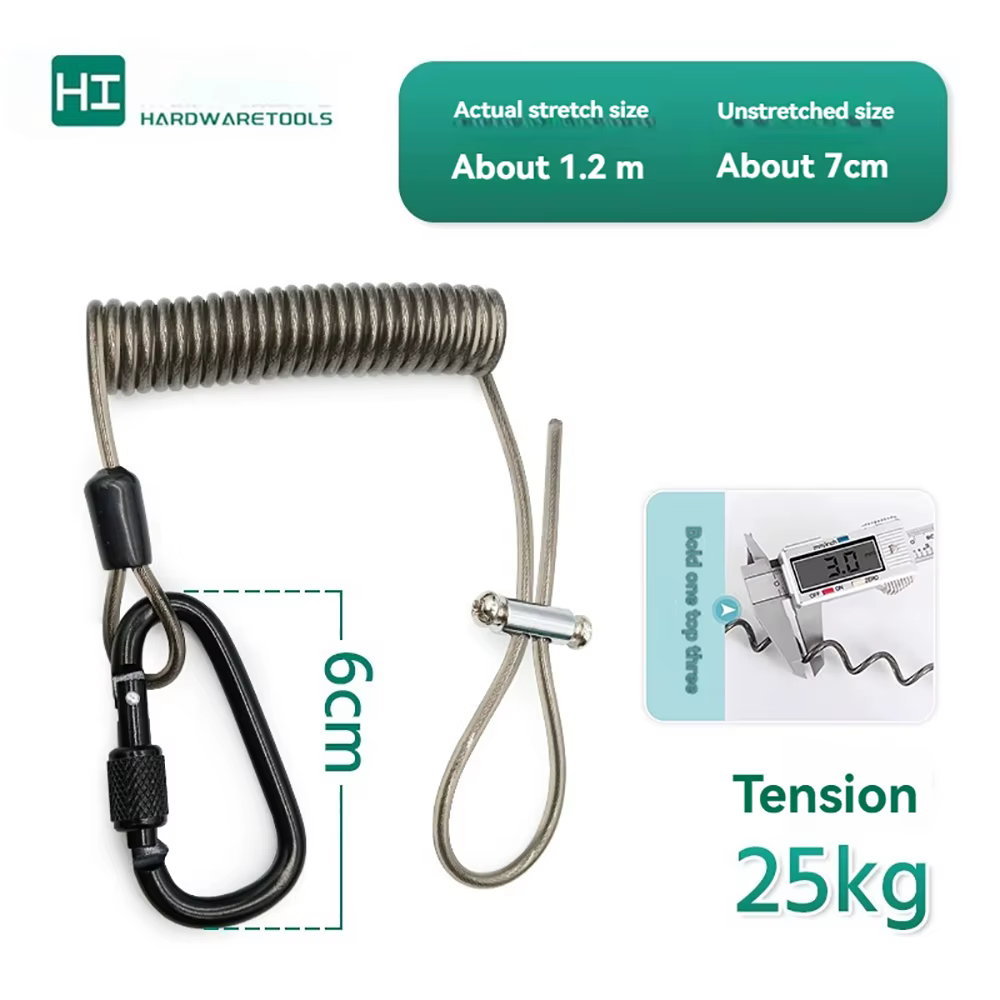 Corde de sécurité pour outil à bobine élastique verrouillable, boucle d'escalade extensible robuste 