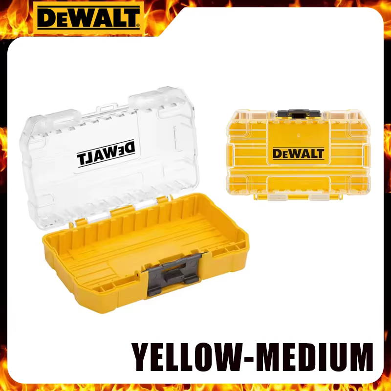 Boîte de rangement empilable DEWALT Tough Case de taille moyenne, transparente, robuste, pour organi
