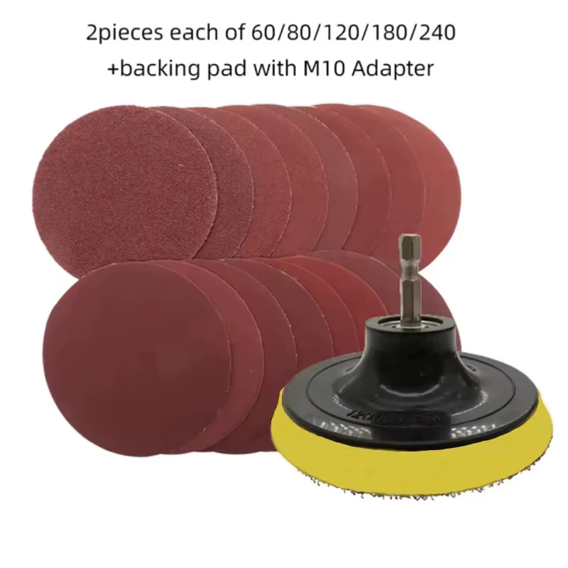 Ensemble de disques de ponçage de 100mm, 10 pièces, grain 60-240, support auto-agrippant pour perceu