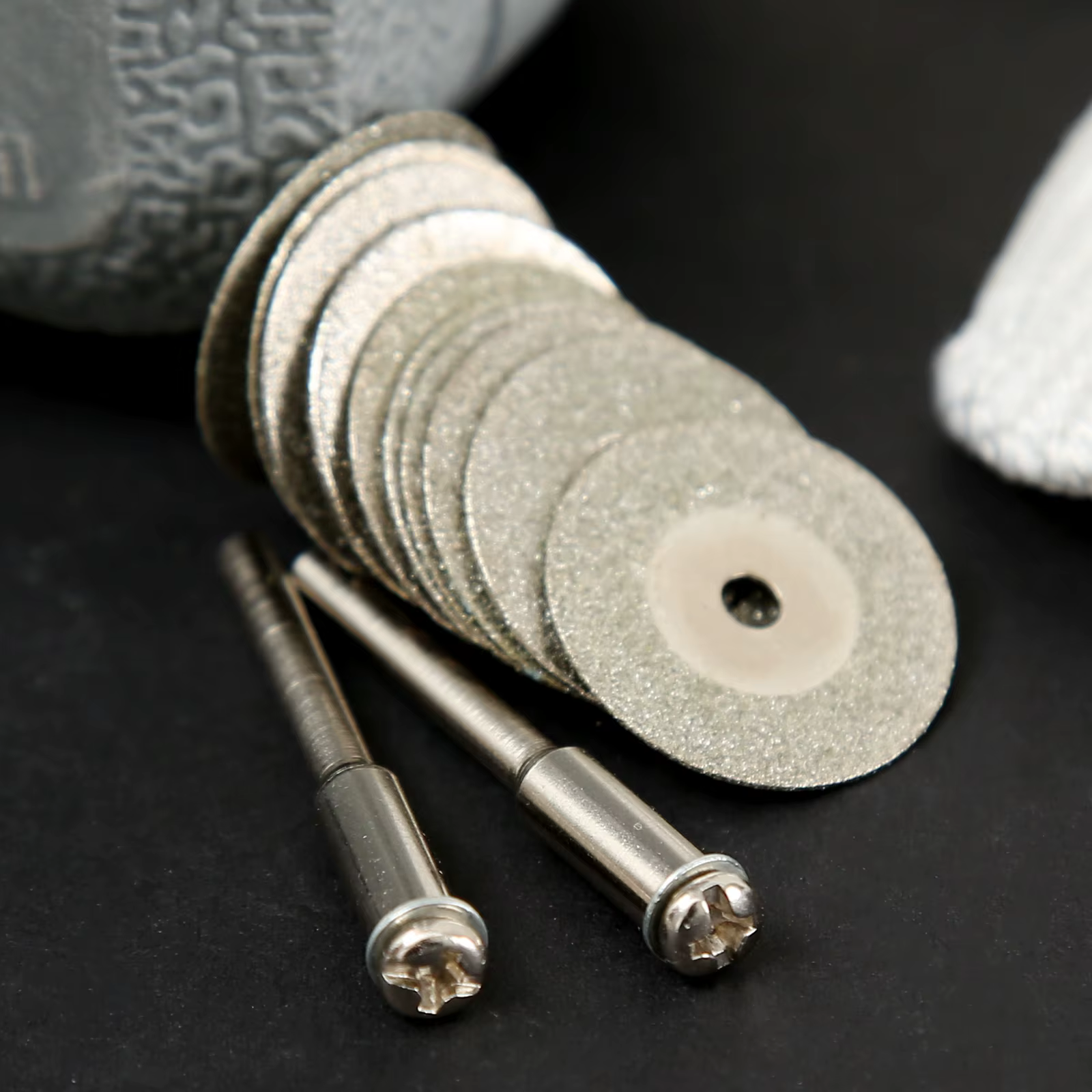 Roue de coupe diamantée 12 pièces/ensembles, 20mm, avec 2 mandrins pour outil rotatif Dremel