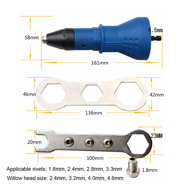 Outil de rivetage d'écrou de rivetage électrique, adaptateur de perceuse de rivetage sans fil, outil