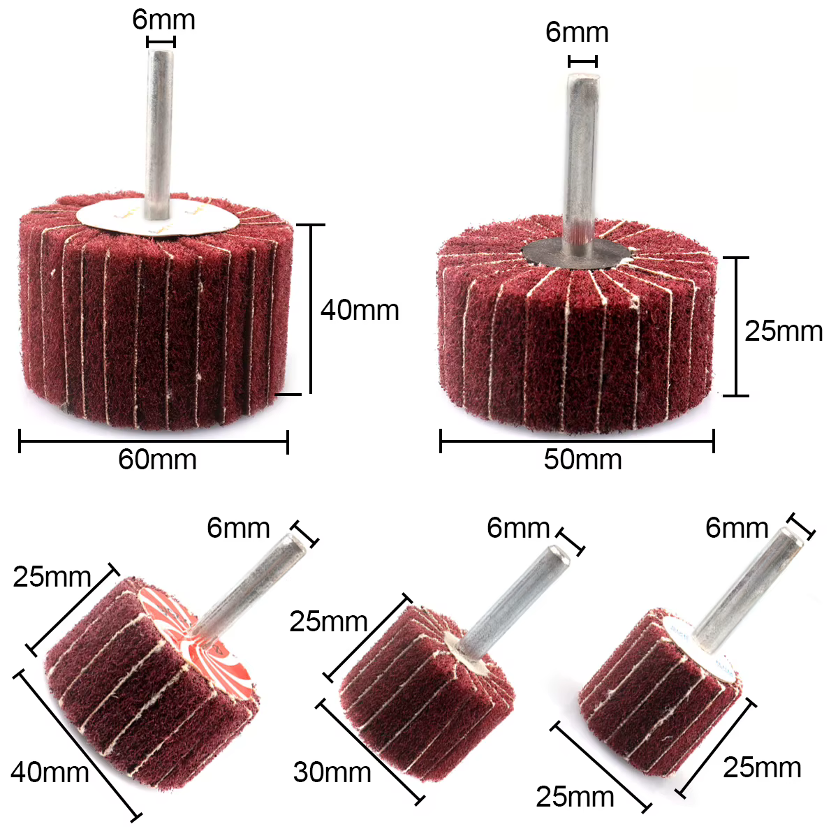 Roue de ponçage à lamelles Non tissées, tige de 6MM, tampon à récurer Abrasive en Fiber, polissage, 