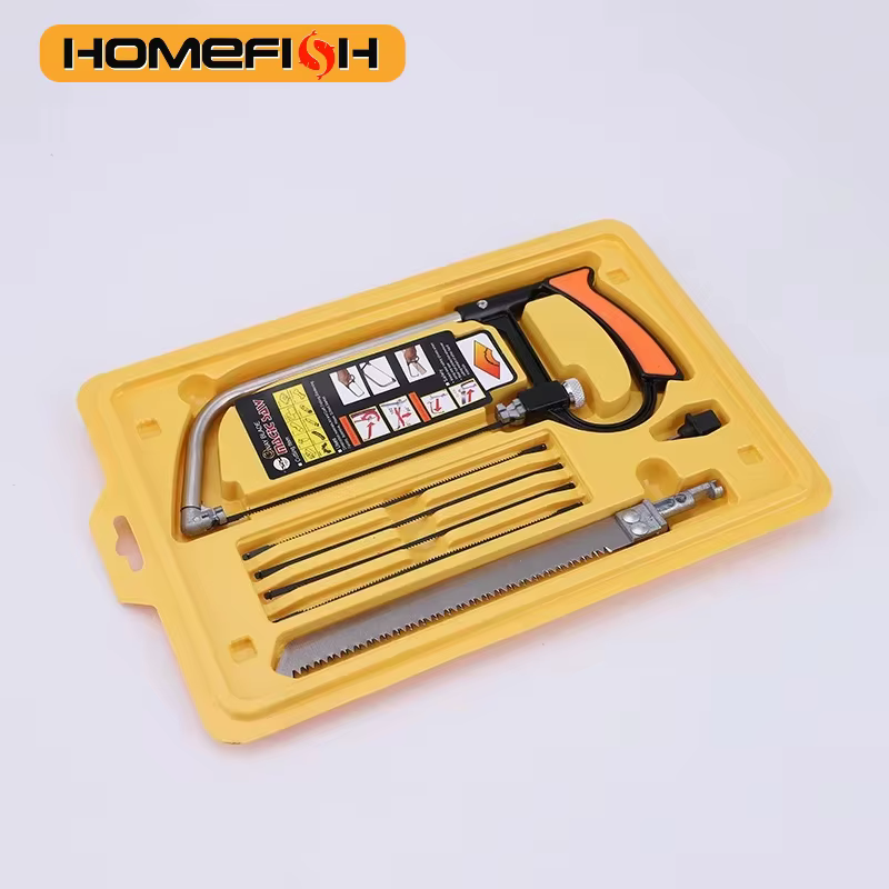 8in1 scie multi-usages main bricolage acier scie métal bois verre scie Kit 6 lames travail du bois t