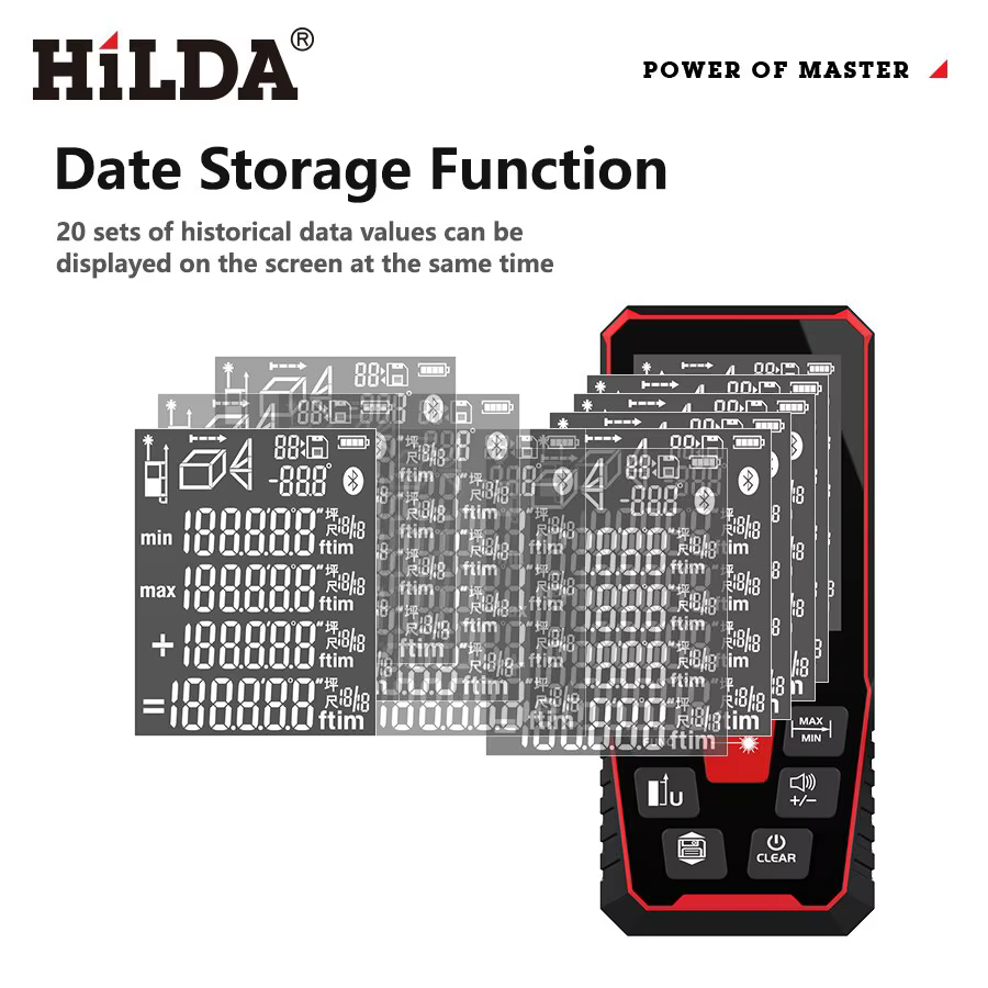 HILDA Laser Distance 50M/100M/120M Télémètre Profesional Mètre Laser Range Finder Règle Outil de Tes