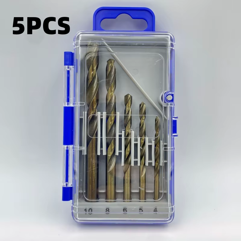 Ensemble de 5 forets métalliques M35 avec étui, forets de qualité supérieure pour l'acier inoxydable
