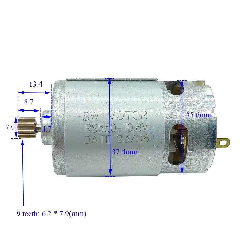 Moteur RS-550 9 dents/12 dents DC 10.8V 12V 14.4V 16.8V 18V 21V 25V haute vitesse grand couple pour