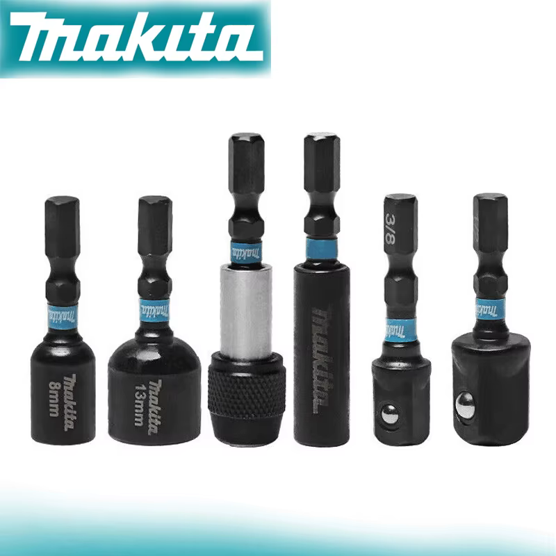 Makita Impact – jeu d'embouts à manchon magnétique série noire, douille 6mm/8mm/10mm/13mm, Extension