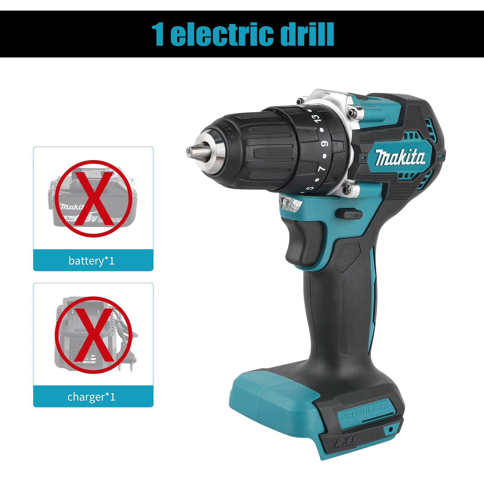 Perceuse sans fil Makita DDF487 sans balais, batterie 18V, 0-500/1700 tr/min, double vitesse, pour t