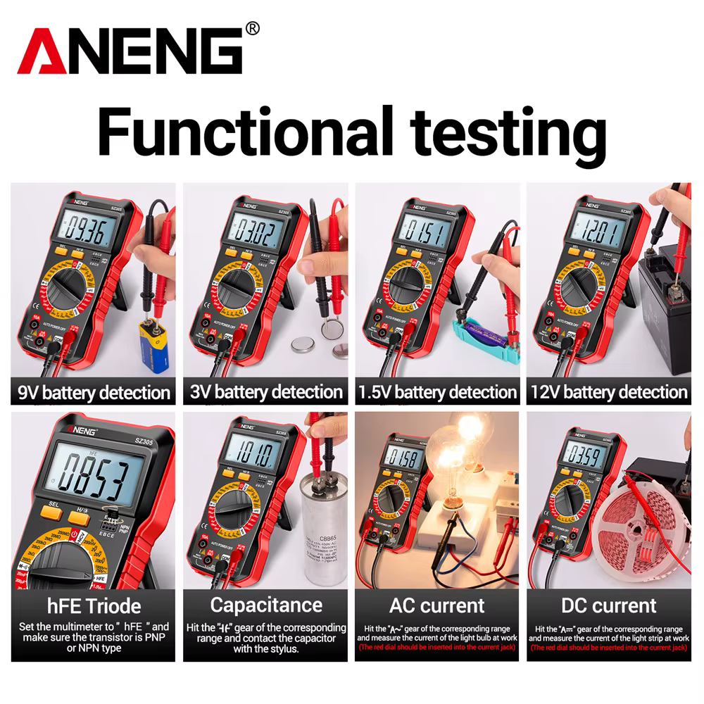 ANENG SZ305 multimètre numérique professionnel AC/DC tension ampèremètre condensateur hFE Triode NCV