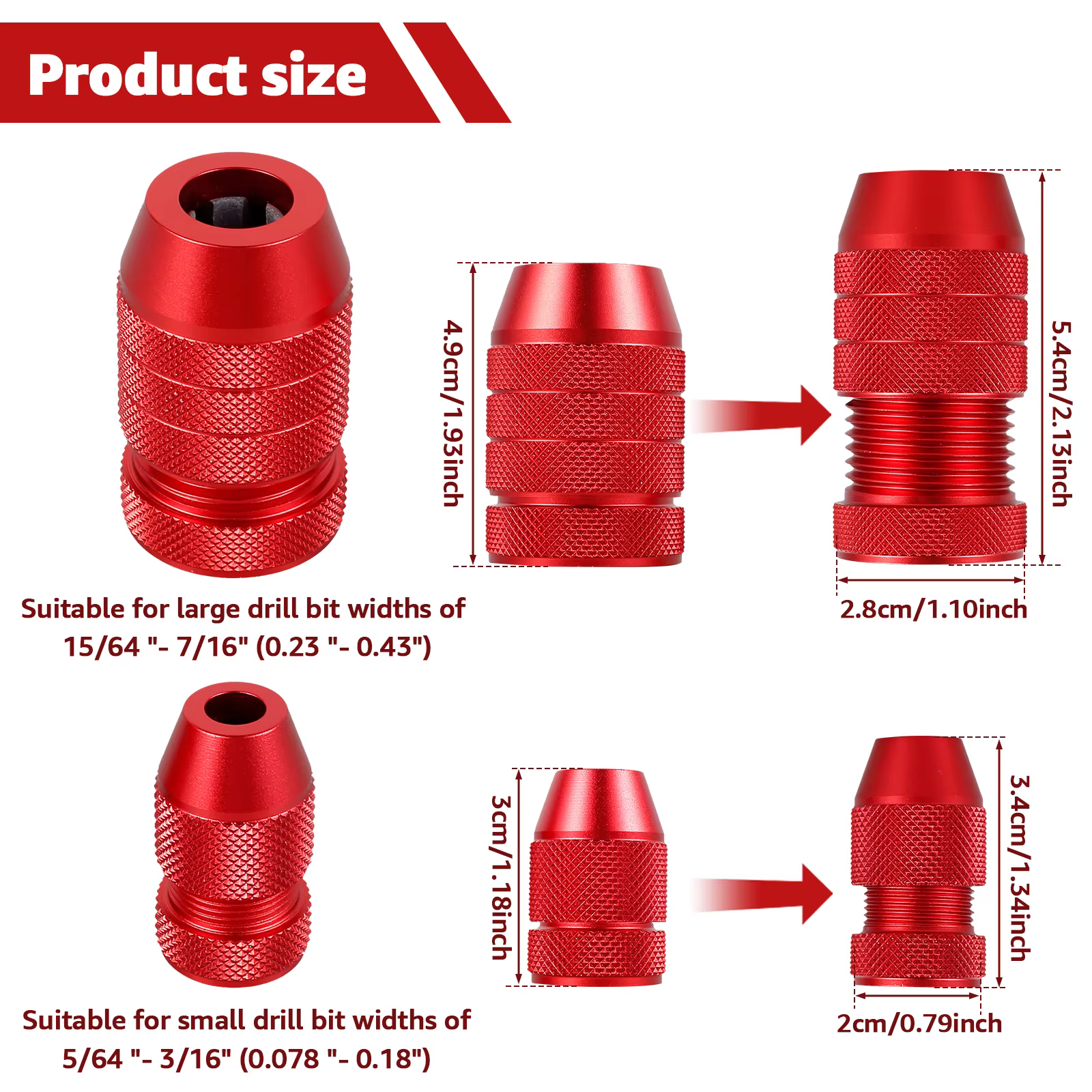 Butée de profondeur de foret pour forets, réglable, applicable, plage de taille de foret 5/64 "-3/16