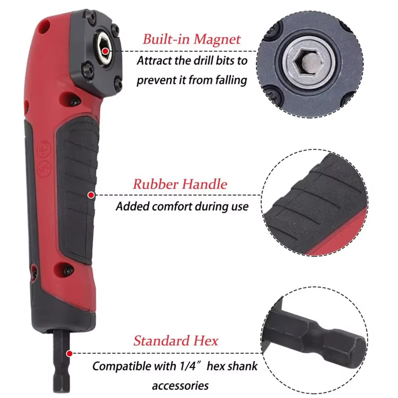 Adaptateur magnétique à tige hexagonale 90/105/360 degrés 1/4 ", perceuses à cintrer, tournevis à cl