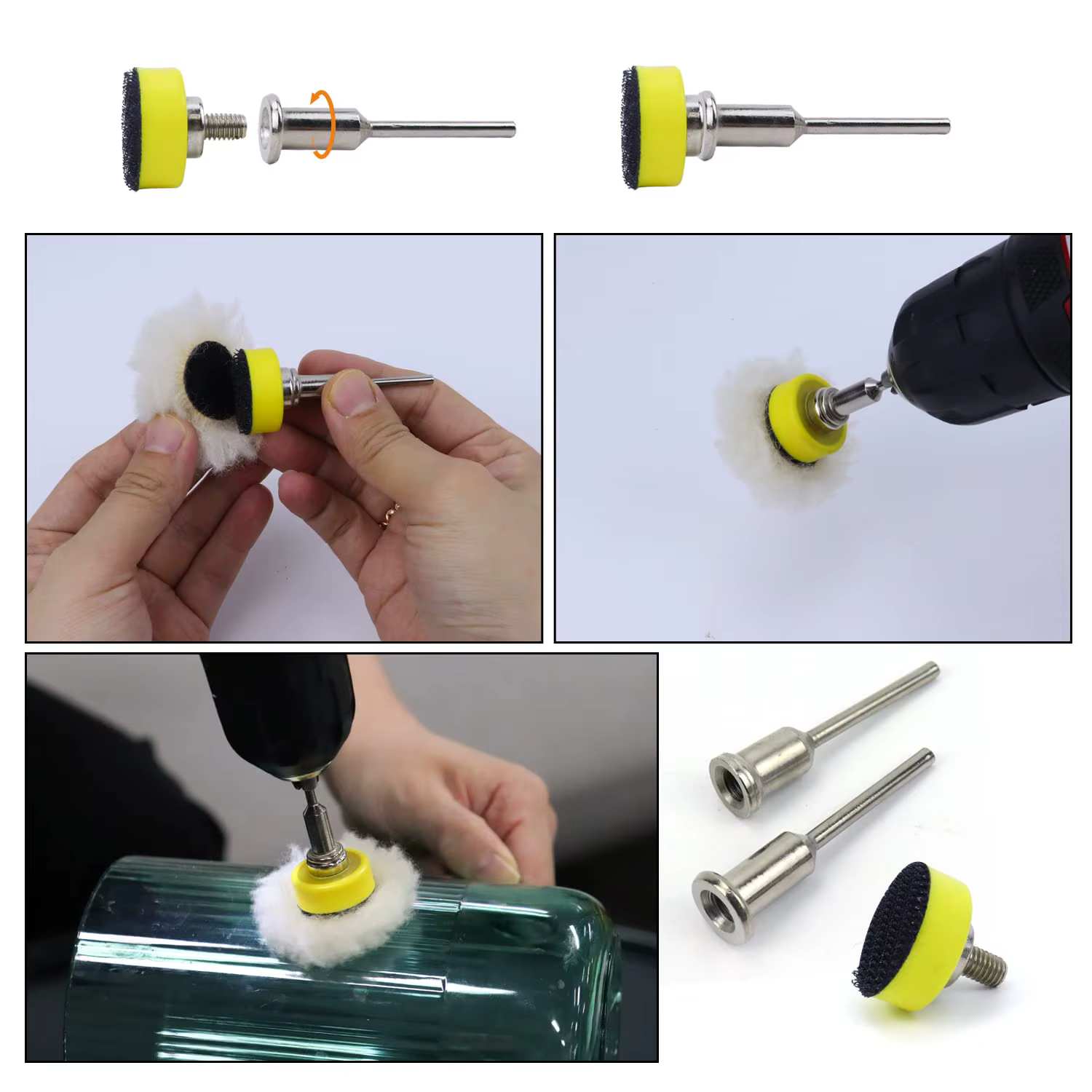 191 PCS 1 « , 25mm Hook & Loop Wet & Dry Sandpaper with 3mm Shank Pad Polishing Pad and Interface Pa