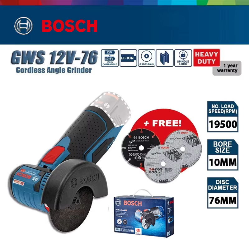 Meuleuse d'angle sans fil Bosch GWS 12V-76 12V sans balais 76 mm, meuleuse lithium-ion professionnel