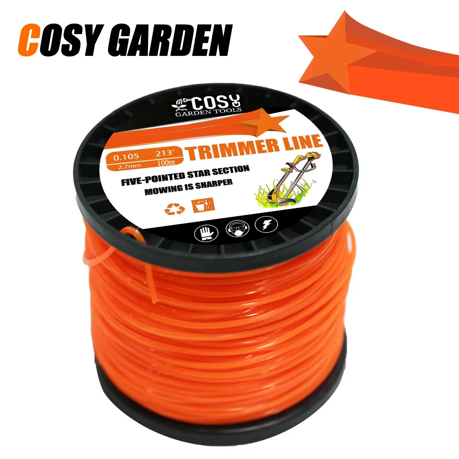 3.0mm/4.0mm débroussailleuse corde tranchante tondeuse à gazon pentagramme Nylon tondeuse ligne tond